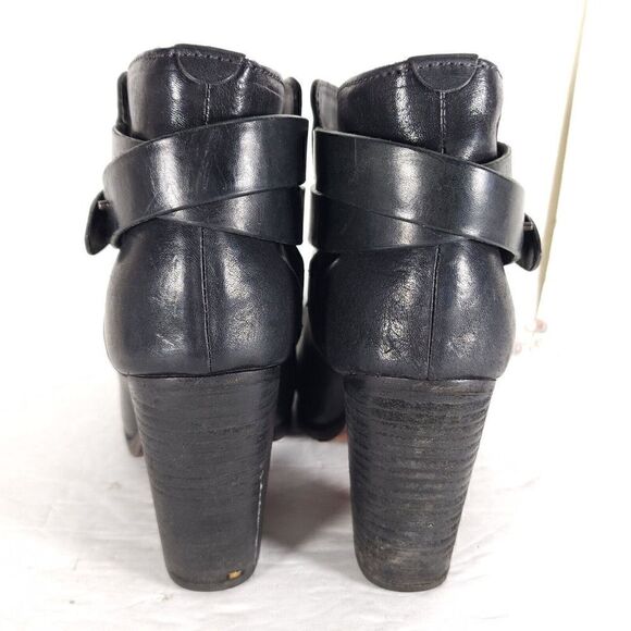 RAG & BONE Women's Harrow US7,5 EU37,5 Black Leather Strappy Ankle Booties Boot - Picture 12 of 14